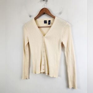 GAP Baby Butter Yellow Ribbed Fitted Cardigan